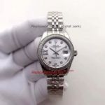 Ladies Datejust Rolex SS White Dial Diamond Bezel 26mm Replica Watch